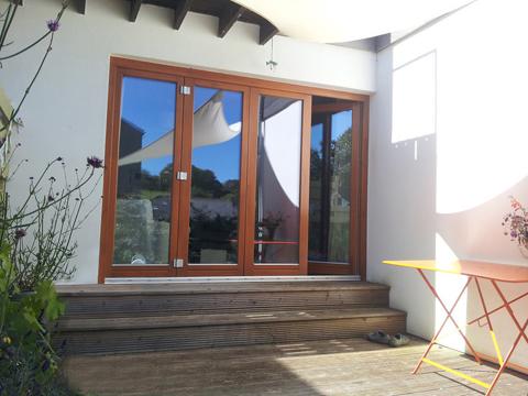 Timber bi-fold / fold-aside terrace doors Lithuania Production Quality